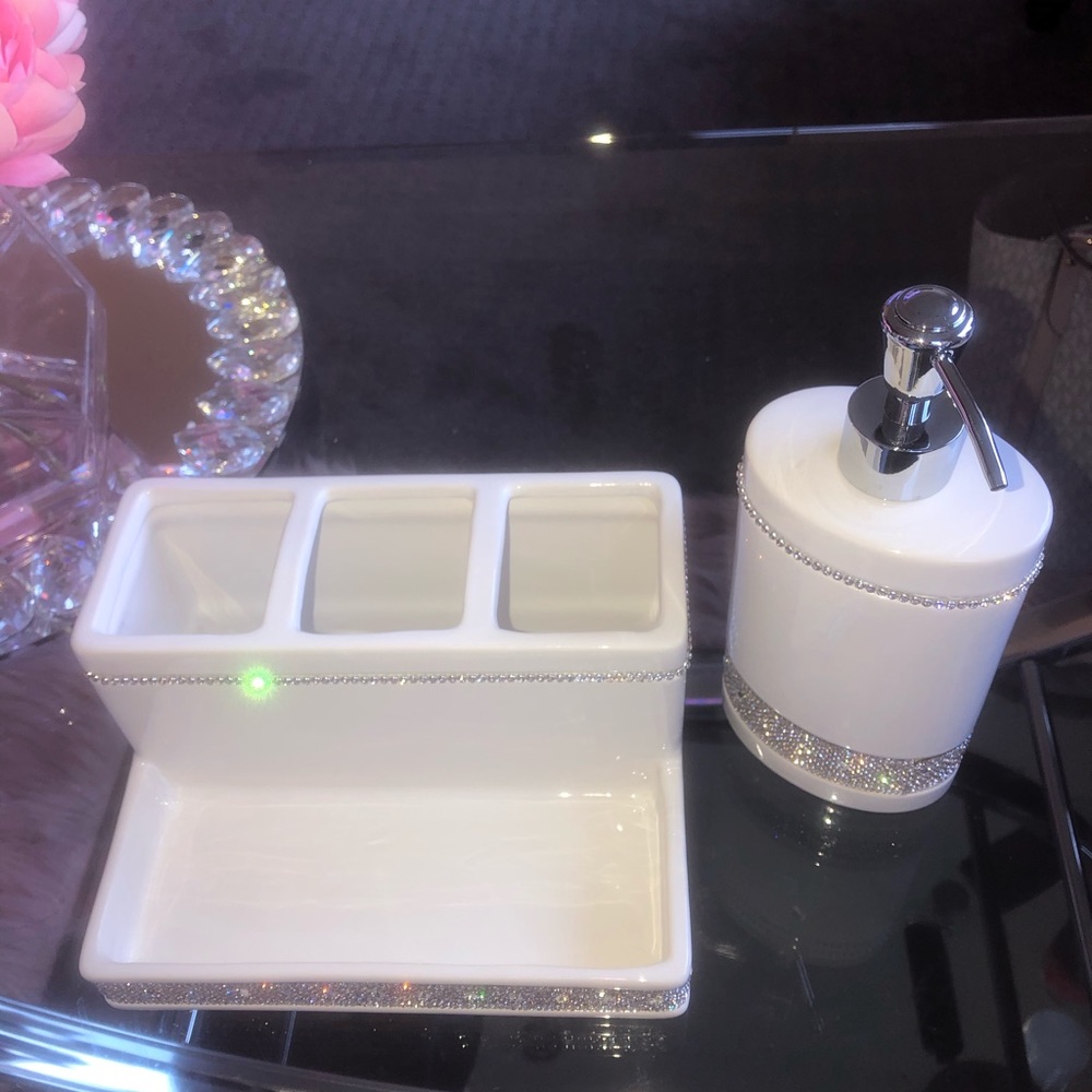 Bella lux white ceramic bathroom set 2pc
